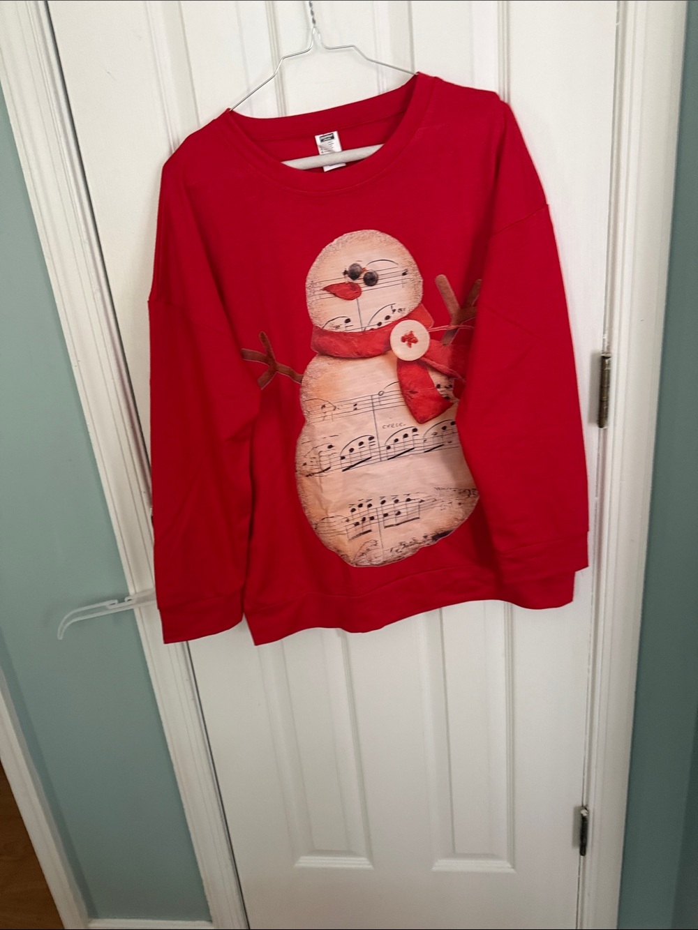 Red Snowman Graphic Holiday Sweatshirt